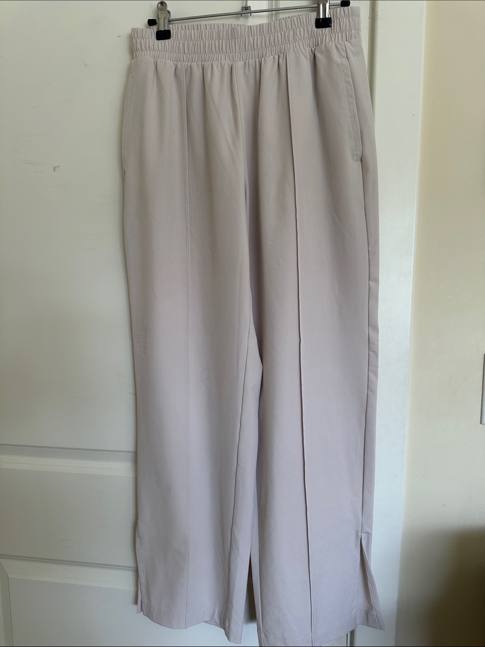 Elastic-Waist Light Beige Pants